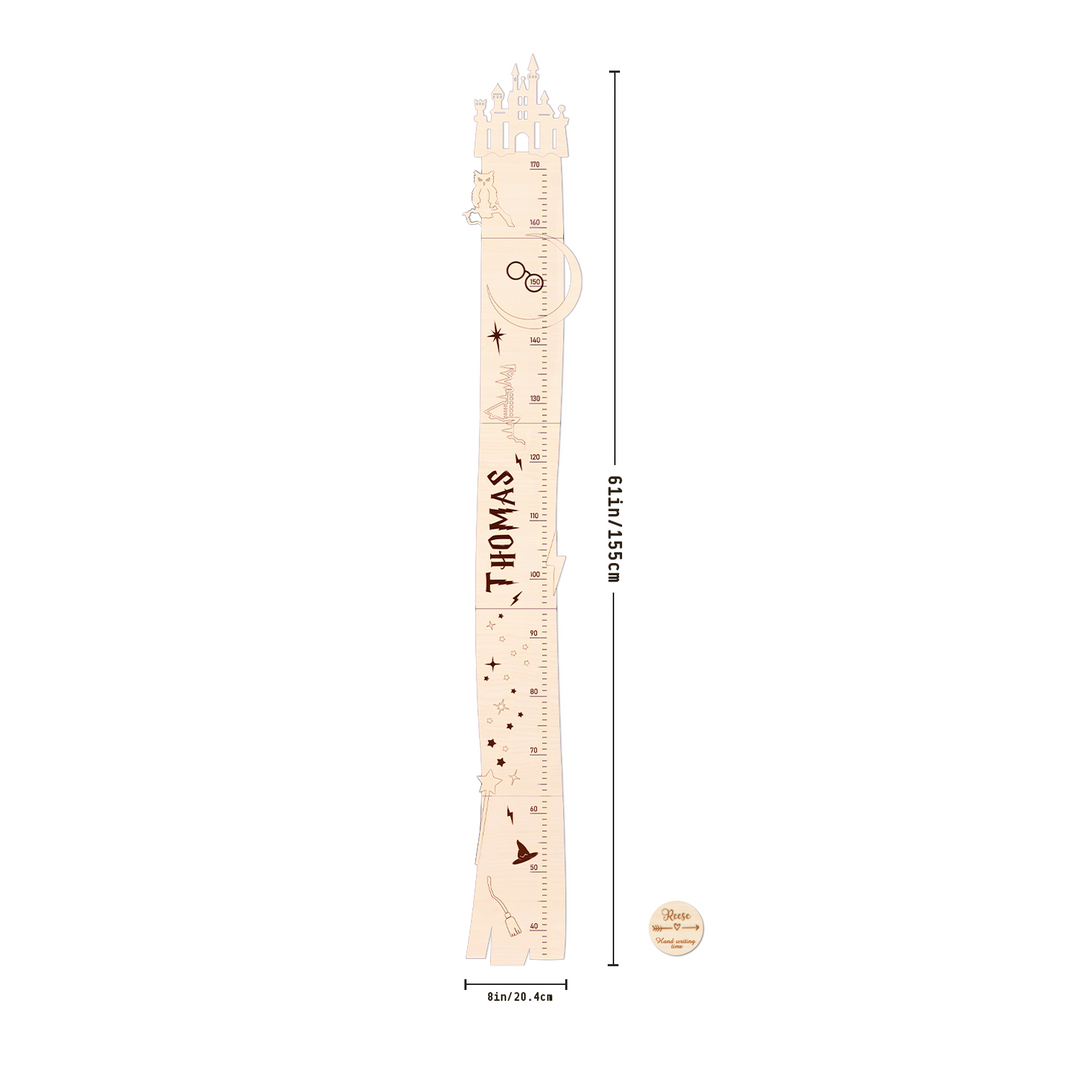 Personalized Wooden Kids Growth Ruler - Castle