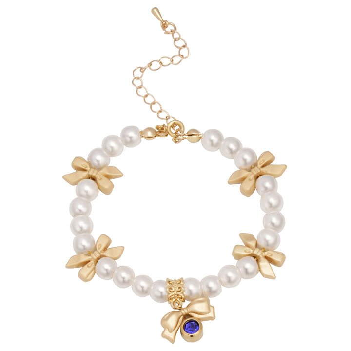 Bracelet à breloques personnalisé avec pierre de naissance et nœud pour fille 