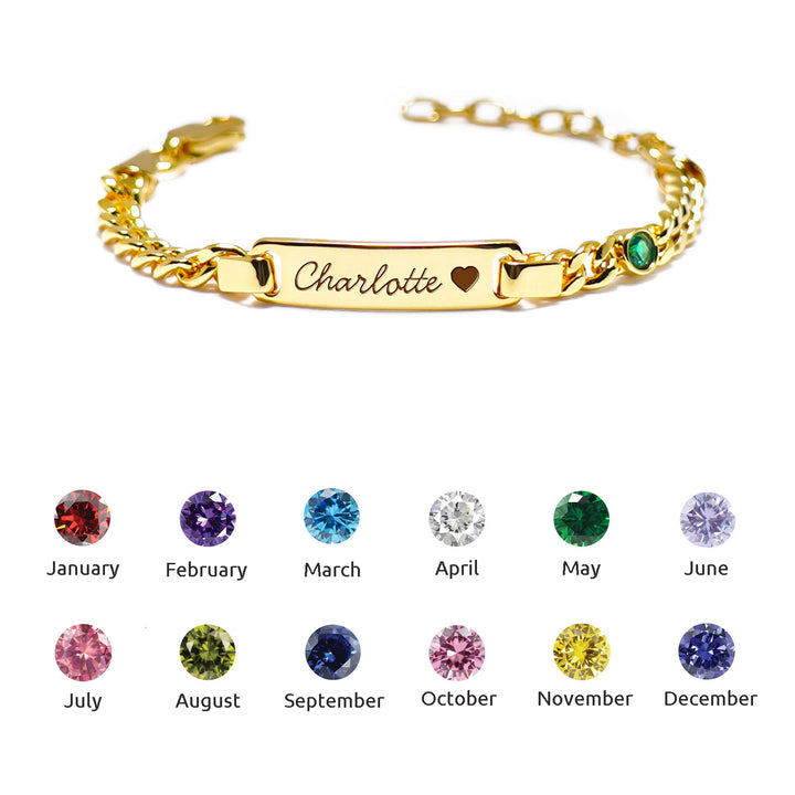 Personalized Baby Name and Birthstone Bracelet