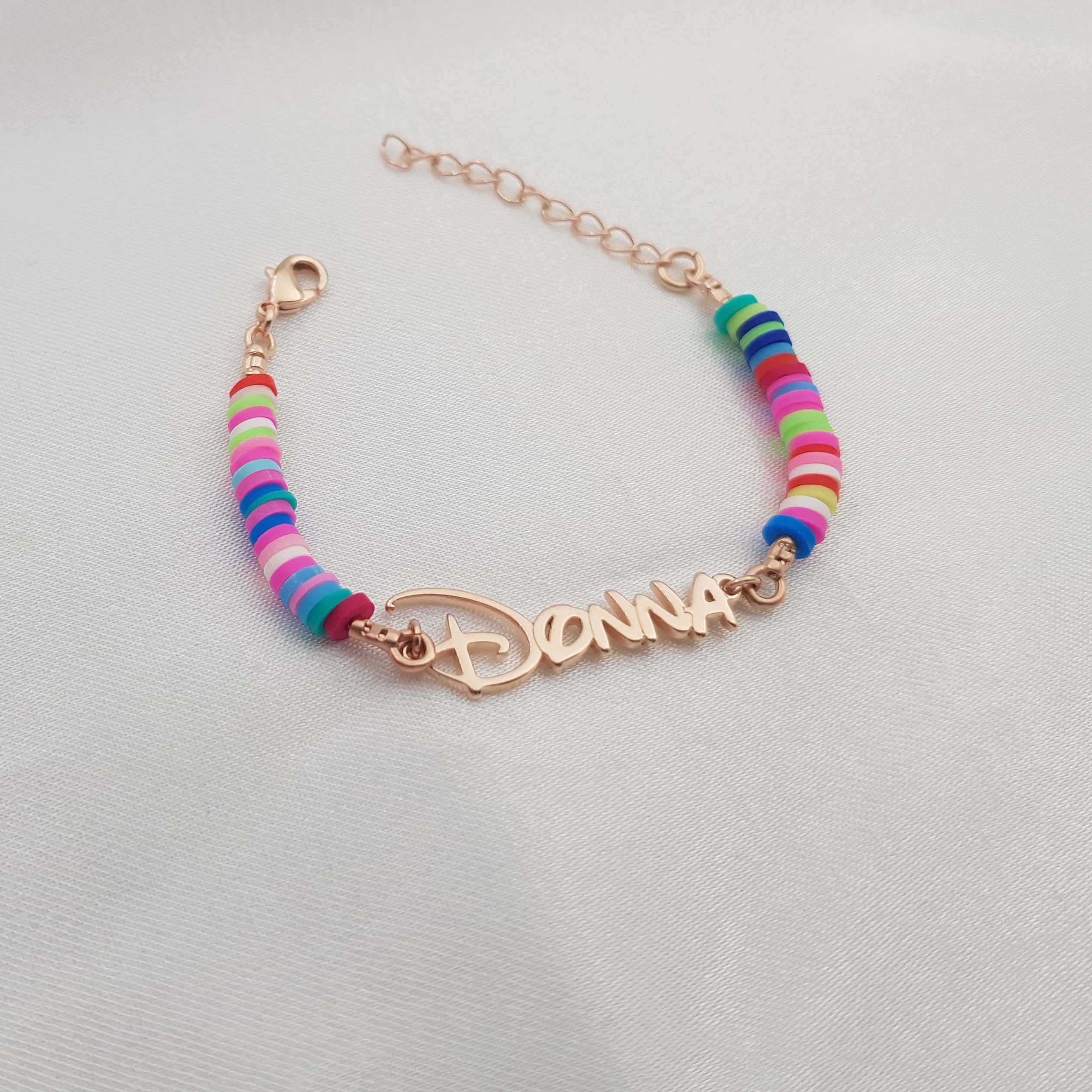Customized Children's Name Colored Clay Bracelet