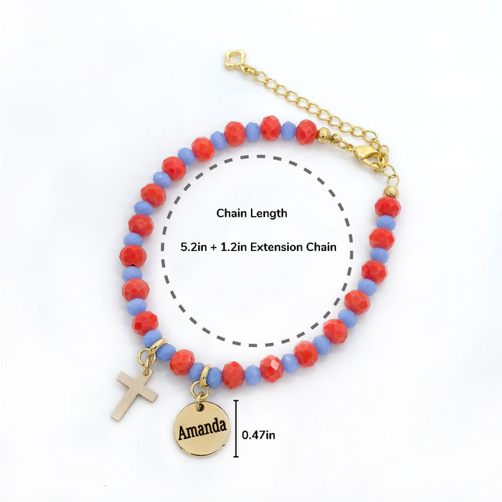 Engravable Cross Charm Children's Christmas Bracelet