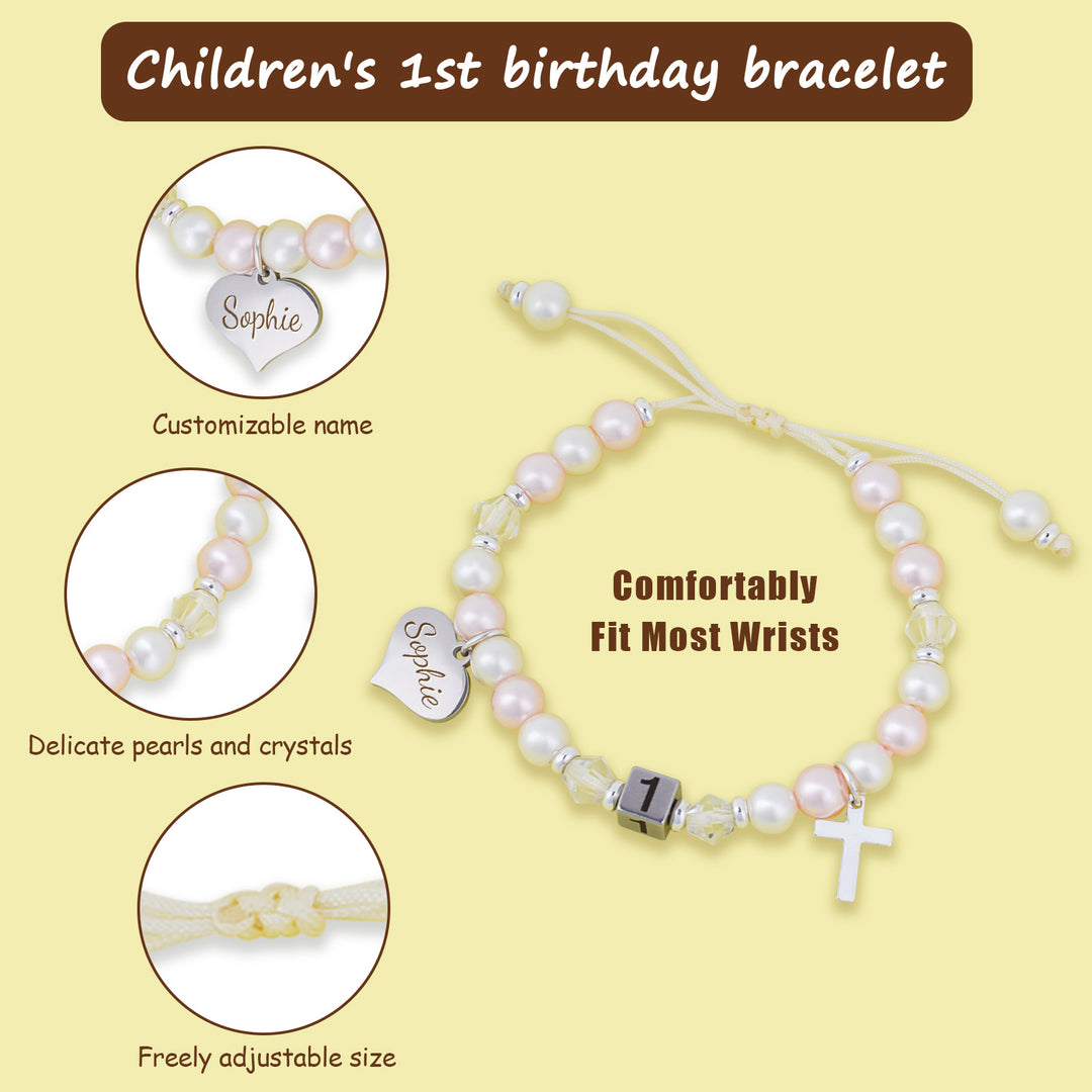 Personalized Name Baby 1st Birthday Bracelet