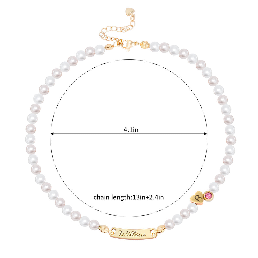 Vierblättriges Kleeblatt Personalisiertes Perlenarmband mit Babynamen und Geburtsstein 