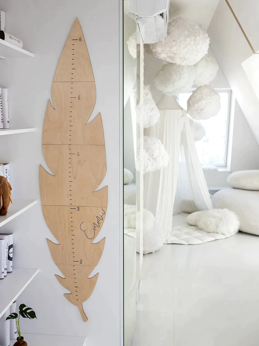Personalized Wooden Growth Chart Ruler - Leaf