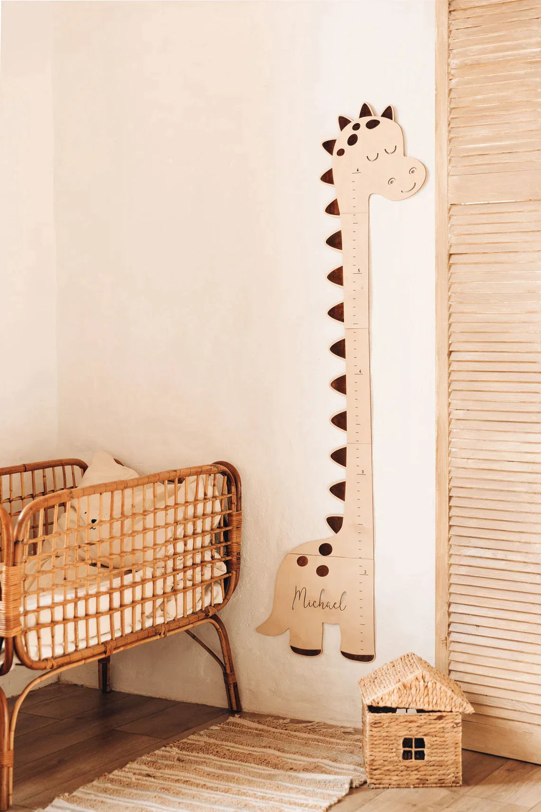 Personalized Wooden Baby Name Growth Chart - T-rex