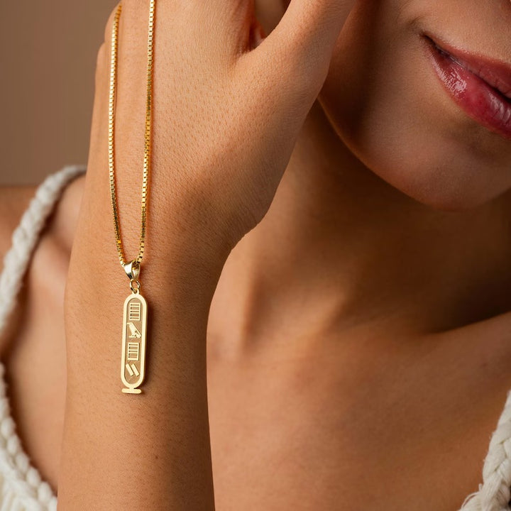 Personalized Egypt Cartouche Symbols Name Necklace
