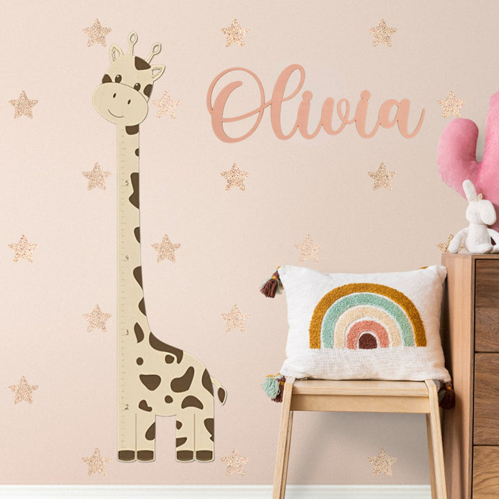 Wooden Giraffe Growth Chart Ruler with Name Sign