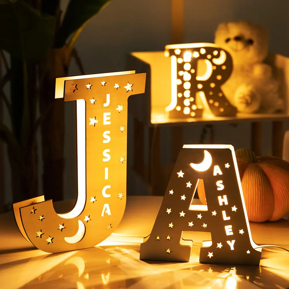 Personalized Wooden Letter Night Light Decoration