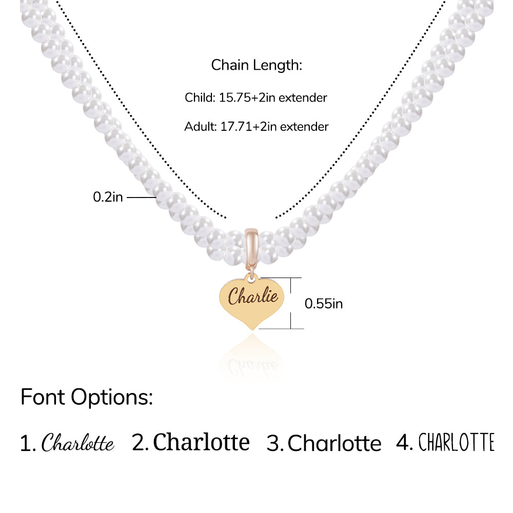 Engravable Double Strand Pearl Necklace for Girls